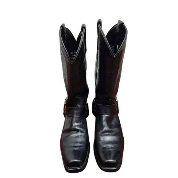 Texas USA Made Black Leather Western Harness Boots Eagle Detail Men’s 9 main image 5